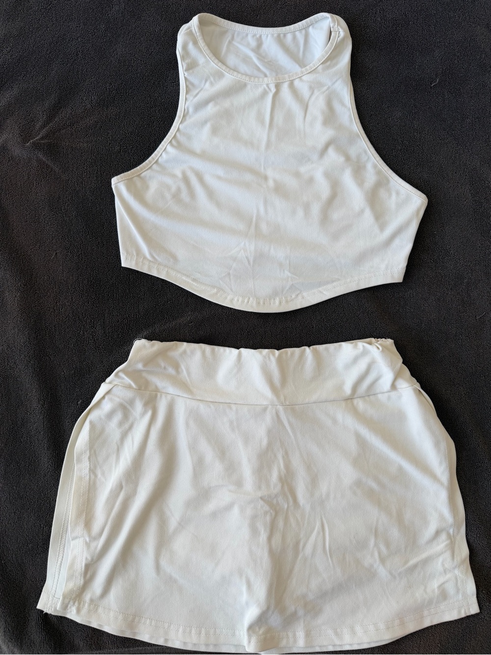 SHEIN White Racerback Crop Top with Skort Set